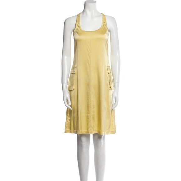 NEW Kristensen Du Nord Silk Scoop Neck Mini Dress, Yellow,‎ Large - Picture 2 of 4